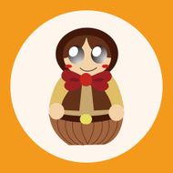 Matryoshka Russian traditional wooden doll vector pattern el N6
