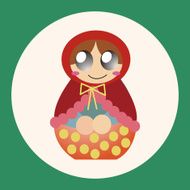 Matryoshka Russian traditional wooden doll vector pattern el N13