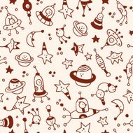aliens planets stars space cosmos characters seamless pattern N2
