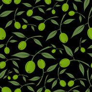 green olives natural seamless dark pattern eps10