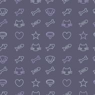 Pets line icons on black background N2