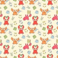 seamless pattern with colorful crabs