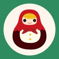 Matryoshka Russian traditional wooden doll vector pattern el N14
