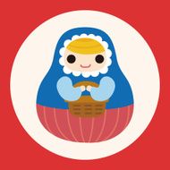 Matryoshka Russian traditional wooden doll vector pattern el N15