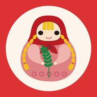 Matryoshka Russian traditional wooden doll vector pattern el N17