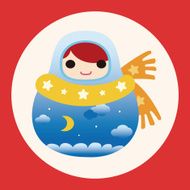 Matryoshka Russian traditional wooden doll vector pattern el N18