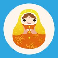 Matryoshka Russian traditional wooden doll vector pattern el N19