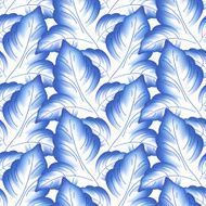 Blue leaves floral russian porcelain beautiful folk ornament