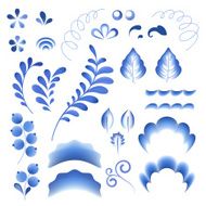 Blue flowers floral russian porcelain beautiful folk ornament parts