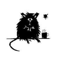 Funny rodent black silhouette Sketch for your design