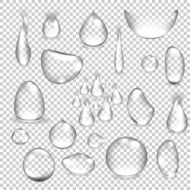 Transparent water drop on light gray background vector illustration