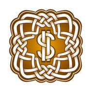 Dollar logo in Celtic knots style