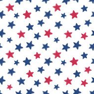 Seamless pattern with hand drawn red and blue stars