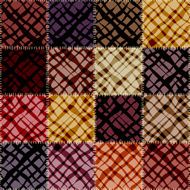 Patchwork pattern with abstract diagonal waves