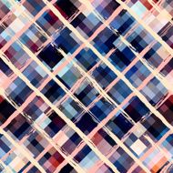Diagonal brushed plaid on blue pixel background