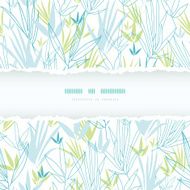 Blue bamboo branches torn frame seamless pattern background
