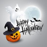 Halloween Party Background with Pumpkin and Moon in the Back