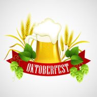 Oktoberfest Background with Beer Poster template Vector illustration