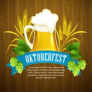 Oktoberfest Background with Beer Poster template Vector illustration N8