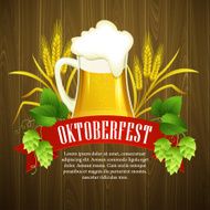 Oktoberfest Background with Beer Poster template Vector illustration N9