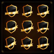 Set of 9 blank golden vintage frame label Vector EPS10