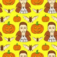 Sketch Halloween seamless pattern N3