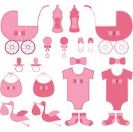 Baby Shower Girl Elements Baby Announcement