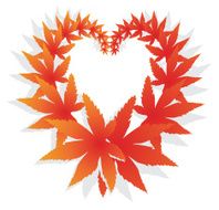 Orange and red fall design element with maple leaves N2