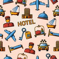 Seamless hotel handdrawn pattern