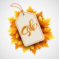 Autumn seasonal sale label Vector illustration