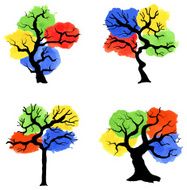 abstract colorful trees with splashes of color