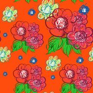 Flowers hand drawn Vector seamless pattern