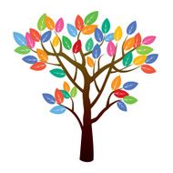 Tree and Color Leafs Vector Illustration