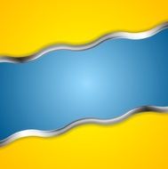 Yellow blue contrast background with metal waves