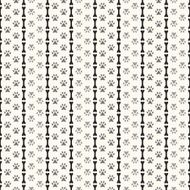 Seamless animal pattern of paw footprint and bone