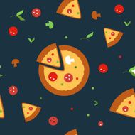 Pizza seamless vector pattern