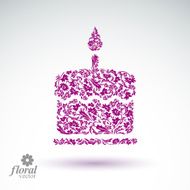 Vector burning wax candle flower-patterned illustration