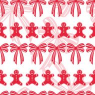 Red Bows And Gingerbread Men Seamless Holiday Pattern