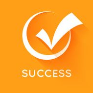 White check mark or tick in round box with shadow