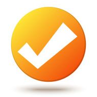 Orange circle shape internet button with check mark