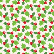 Seamless pattern of holly berry sprig illustration