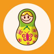 Matryoshka Russian traditional wooden doll vector pattern el N24