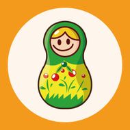 Matryoshka Russian traditional wooden doll vector pattern el N26