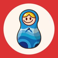 Matryoshka Russian traditional wooden doll vector pattern el N27