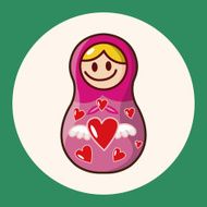 Matryoshka Russian traditional wooden doll vector pattern el N28