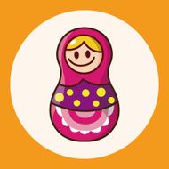 Matryoshka Russian traditional wooden doll vector pattern el N29