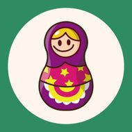 Matryoshka Russian traditional wooden doll vector pattern el N30