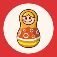 Matryoshka Russian traditional wooden doll vector pattern el N31