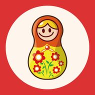 Matryoshka Russian traditional wooden doll vector pattern el N32