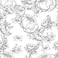 seamless black and white floral pattern N8